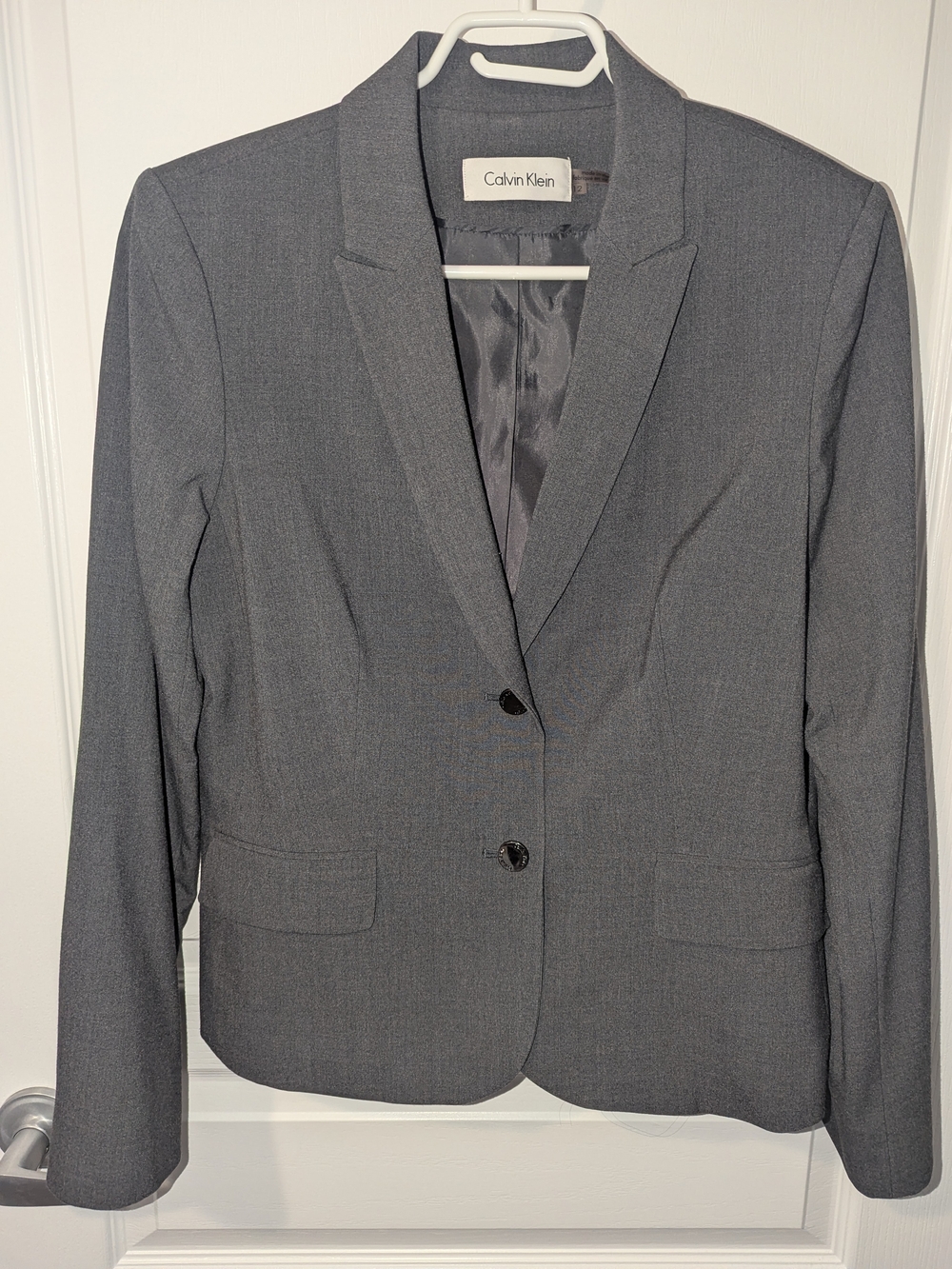 Calvin Klein Gray Two-Button Women's Blazer